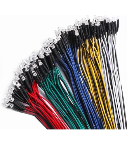 LiebeWH 50pcs Pre-Cablato DC12V LED Cablato Diffuso, Mini Lampade a LED a Colori Cablate 3mm LED 12v 3mm LED Diodi LED Arancioni Multi Colori Luce LED a Luce Diffusa Lenti Colorate (3