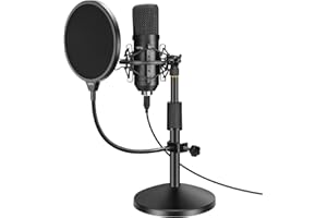 YOTTO Micrófono USB, PC Micrófono de Condensador para Ordenador Profesional 192KHz/24bit cardioide Micrófono con Soporte de micrófono, Filtro Pop para Twitch Streaming, Podcasting, Youtube, Skype