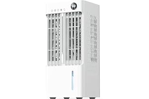 TUKIMA Klimaanlage mobil Klimagerät Luftkühler mit Wasserkühlung 70W Klimaanlage Ventilator Verdunstungskühler 24h Timer 3 Modi 120° Oszillierend Mit Fernbedienung 2 Kühlakku