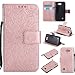 Produktbild Lonchee LG K3 Leder Wallet Tasche Brieftasche Schutzhülle , Sonnenblumen geprägten Muster Design Hochwertige PU Leder Folio Tasche Case Hülle im Bookstyle mit Standfunktion Kredit Kartenfächer (Rose Gold)