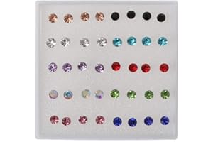 Yushu - 20 Pairs Hypoallergenic Plastic Earrings, Colorful Faux Rhinestone, Plastic Ear Studs, Hypoallergenic Earrings, Cute Stud Earrings Set for Women Girls