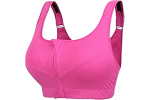 GENERIC Singular-Point Women's Zip Front Closure Sports Bras Shock Absorber Wirefree Zipper Padded Racerback Workout Tank Push Up Padded Yoga Bras