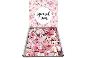 BAKING FRIENDS Special Mum Mothers Day Pink Pick N Mix Sweets Box Candy Gift Hamper 1kg With Pink ribbon Present Birthday Christmas