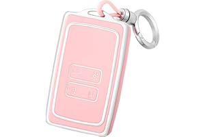 OFF WE GO Coque de Clé Voiture pour Renault Voiture Clé à Télécommande Étui avec Porte-clés TPU Coque Protection Clé Voiture pour Clio Espace Talisman Megane Kadjar Captur Arkana Sandero, Argent Rose