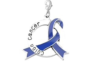 CENWA Colon Cancer Awareness Jewelry Cancer Awareness Ribbon Clip-on Charm/Necklace Colon Cancer Survivor Gift