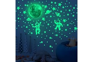 HHBDY Stelle Luminescenti Astronauta Fosforescente Adesivo Fluorescente in Cielo Stellato Waterproof Adesivi Murali Stelle per Camera dei Bambini Luna Fluorescente per la Decorazione Della Camera da Letto