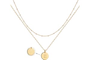 Jenosy Kette Layered Damen Sternzeichen Kette Gold Damen Personalisierte Halskette mit Anhänger Zarte Halskette Mehrreihig Hypoallergene 18K Vergoldete Kette Modeschmuck für Frauen und Mädchen