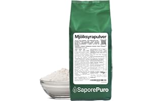 SaporePuro Mjölksyrapulver 1 kg – Ren Livsmedelskvalitet – För Bageri, Mejeriprodukter, Fermenterade Drycker och Kosmetiskt B