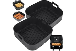 GINOYA 21cm Silikonform für Heißluftfritteuse, 2 XXL Silikonbackformen Zubehör für Philips, Cosori, LLIVEKIT 7L(Außen: 23cm)