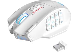 RYTAKI Gamspeed V8 Pro Raton Inalambrico Gaming 2.4G, 16000DPI con Cable/inalámbrico RGB Gamer Mouse, Raton Multibotones con iluminación Chroma RGB, Raton MMO con 16 Botones Programables y Sensor óptico