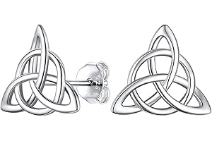 PROSILVER Pendientes Nudos Celta Piercing Oreja Plata 925 para Mujer, Diseño Estrella Triángulo Cruz Gota de Agua Corazón (Con Caja de Regalo)