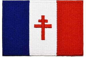 TOPT MILI ecusson drapeau france croix de lorraine de gaulle 8x5,5cm patche insigne THERMOCOLLANT