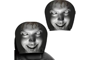2Pack Scary Ghost Face Headrest Covers,Horror Ghost Face Seat Head | Funny Halloween Car Accessories, Elastic Stretchy Headrest Protector, Easy Install Washable For Cars SUVs Trucks