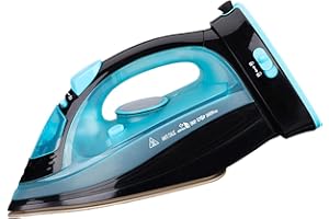 EDHA Wireless Steam Iron 2400 W Wireless Iron, Sole with Ceramic Non-Stick Coating Vertical Iron, Drip Stop, Anti-Limescale Self-Cleaning with Water Tank, Cordless Steam Iron (Blue)