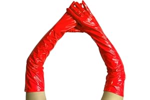 krautwear Guanti da sera lucidi da donna, in vernice e pelle, colore: rosa, rosso, nero