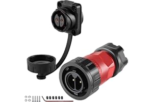 CNLINKO YM-20 Connecteur à vis 2 broches, étanche IP68 circulaire étanche, boîtier en plastique PBT connecteur aviation à enclenchement rapide, M20 prise à bride mâle/femelle (2 broches)