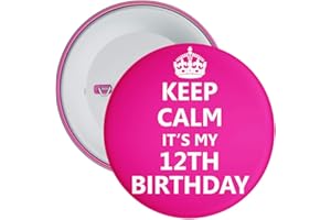 BADGE CENTRE Keep Calm It's My 12th Birthday Badge - 59mm Size Pin Badge