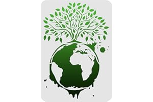 FINGERINSPIRE Stencil Albero della Vita, 29,7 x 21 cm, in plastica, per Disegno di Alberi e Terra, Stencil da Parete con Albero Verde, riutilizzabili per Pittura su Legno, Pavimento, Parete