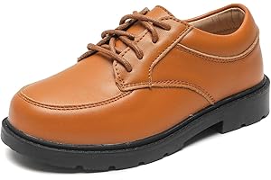 WUIWUIYU Garçons Chaussures habillées à Lacets Derby Chaussures de Bal de Mariage Formelles