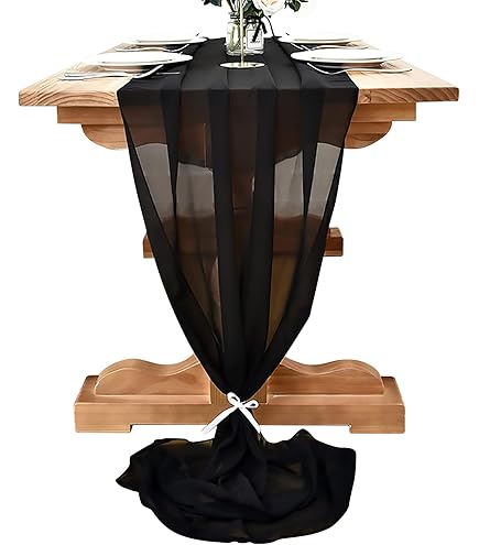 Chemin De Table En Tulle Noir Avec Perles - 70 X 300 Cm - Décoration Mariage, Anniversaire, Fêtes, Noël