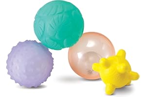 INFANTINO Activity Ball Set Music & Lights - 4 Colourful, Bouncy, & Multi-Textured Balls for Fine Motor Development for Little Hands, BPA Free