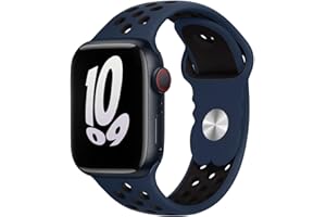 Lobnhot Sport armband kompatibel mit Apple Watch Armband 38mm 40mm 41mm 42mm 44mm 45mm 49mm, Atmungsaktives Weiches Silikon armband für iWatch Series 9 8 7 6 5 4 3 2 1 SE, Mitternachts blau Schwarz