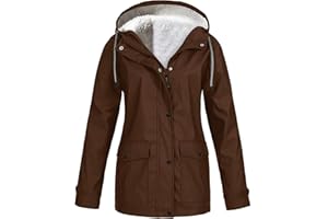 Battnot Regenjacke Damen Gefüttert Lang Regenjacke Damen Wasserdicht Atmungsaktiv Mit Kapuze Winter Regenmantel Frauen Teddyfutter Warm Jacke Innenfutter Outdoor Wandern