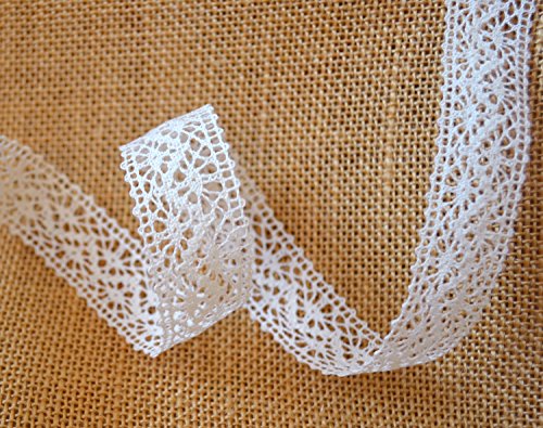 Spitzenband IVORY Creme 25mm Spitze Meterware Baumwollspitze Häkelband Spitzenborte Hochzeit Dekoband Schleifenband Landhaus Vintage Deko