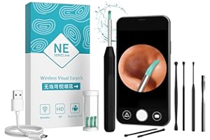NE SERIES Ear Wax Removal Kit Ear Camera 1920P FHD Wireless Ear Cleaner Ear Wax Remover with 8 PCS Ear Spoon, 3.9mm Waterproof Ear Otoscope Endoscope for iPhone, Ipad & Android Smart Phones, Black