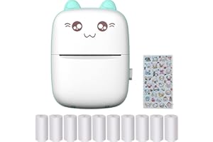 ConBlom Portable Photo Printer, Mini Wireless BT Instant Photo Printer with 10 Rolls of Thermal Paper, for Photo Memo Labels