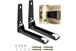 FOROREH 2pcs Support Mural Micro Onde en Acier Inoxydable, Support de Montage Mural pour Four à Micro-Ondes, Charge Maximale 50 kg, Support Mural Étagère Pliable et Télescopique pour Micro Ondes
