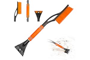YKHSUAOU 2in1 Auto Reinigungsbürste Eiskratzer,Abnehmbarer Eisschaber,Abnehmbarer Schneebesen Auto,Effektiver Auto Eiskratzer Schneebürste für LKW SUV Windschutzscheibe (Orange)