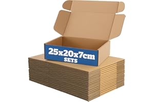 MOVEBOXCOMPANY MBC Pack of 5 Small Shipping Boxes, 25 x 20 x 7 cm, DHL Small Postage - Especially Suitable for Goods and Returns, Easy to Fold, Space-Saving Boxes