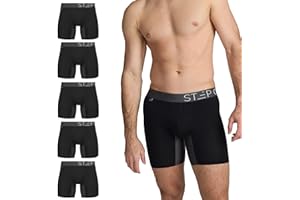 STEP ONE Mens Boxers Shorts Multipack, 5 Pairs, Anti Chafing Underwear for Men, Moisture-Wicking Boxer Shorts with 3D Pouch. Fabric Made from Organic Bamboo