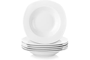MALACASA 6 Piezas Plato hondos de Porcelana de 8.3" 21.3x21.3x3.7cm Plato para 6 Personas, Adatto per Lavastoviglie e Microonde, Serie ELISA