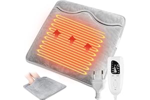 SKIKHN Scaldapiedi Elettrico, 40X40 Scaldapiedi con 6 Livelli di Calore 4 Timer, Scalda Piedi Elettrico, Spegnimento Automatico, Lavabile in Lavatrice, Scaldino Elettrico per Piedi, Schiena, Addome