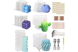 JUNUNDJING JJKOL 6 Pezzi Stampi per Candele Fai da Te, Stampi Silicone per Candele Set, 3D Stampo Candele Stampi in Silicone, Stampo per candele Produrre Profumate Saponi Decorazioni