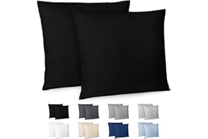 ‎DREAMZIE Dreamzie Kissenbezug 80x80 2er Set - Kopfkissenbezug 80x80 Schwarz mit Reißverschluss aus Mikrofaser Weich, 80x80 cm Pillow Cover