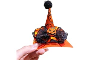 TLISMI Halloween Pumpkin Hairclip for Girls & Women | Cute Witch Hat Hair Accessory with Pumpkin Design, Black Lace & Bow | Cosplay, Trick or Treat Costume Headwear for Halloween Party & Theme Events