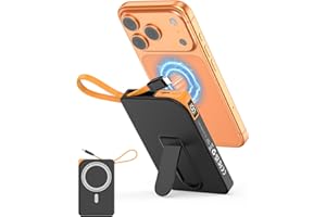 NTAANOO Power Bank para Magsafe, 10000mah Magnetico Bateria Portatil for iPhone con 22.5w USB-C Cable, Inalambrico Bateria Externa Carga Rapida, Soporte Plegable Powerbank para iPhone 17 16 15 14 13 12 Serie