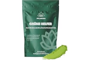 PFLAROSA Grüne Helfer,Grüne Helfer Entgiftungspulver - 200 g Nahrungsergänzung aus pflanzlichen Inhaltsstoffen - Unterstützt Verdauung & Vitalität - Vegan & ohne Aromazusätze