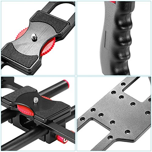 Neewer Kit de Cage Vid  o pour Tournage de Film Movie Cam  ra Comprend   1  Cage vid  o  1  Poign  e en Haut  1  Support    Sabot  2  Barre de 15 mm pour Canon Nikon Sony et Autres Cam  ras DSLR  Montage Follow Focus Matte Box  Rouge 