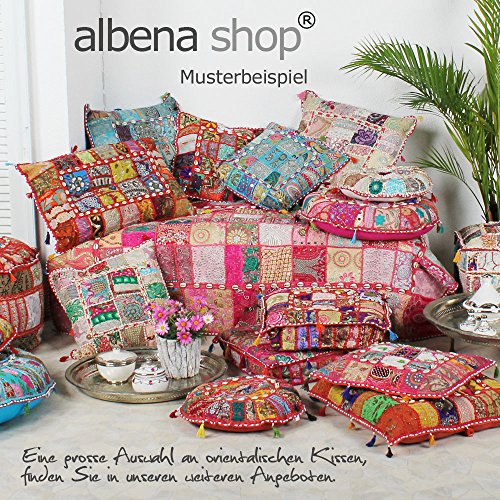 Indisches Deko-Kissen Kissenbezug Kissenhülle Sofakissen Patchwork 40x40cm (türkis) - 4