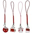 NUOBESTY 4 Pcs Japanese Omamori Maneki Neko Key Chain Charms Fortune Lucky Beckoning Cat Keychain Pendants Fengshui Cat Good Luck Keyring Hanging Ornaments for Bag Handbag Purse Car Key (Random Style)