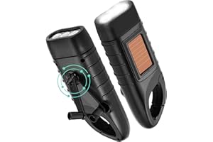 LOVCOYO Torche à manivelle 2 pièces torche à manivelle solaire torche à dynamo LED rechargeable avec manivelle lampe à manivelle d'urgence pour panne de courant camping en plein air