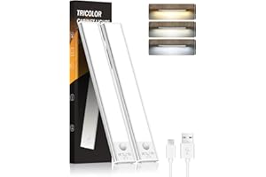 FLOWood Lampada da incasso da cucina, a LED, con sensore di movimento, 24 cm, 3 modalità di colore, dimmerabile, 1500 mAh, USB, ricaricabile, per camera da letto, armadio, armadio, armadio, 2 pezzi