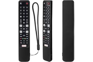 YIBICHIN Étui de Protection en Silicone pour RCA TCL Télécommande, RC802N 43P20US 43S6000FS 55X2US 65P20US, Housse Coque pour RCA TCL Télécommande, Antidérapage, Antisismique, Lavable (Noir)