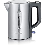 SEVERIN Travel Kettle Set, Mini Travel Cooker for 0.5L, Electric Kettle with Two Plastic Cups & Two Spoons, Brushed Stainless
