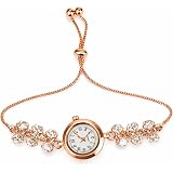 NIKYARA GLOW Crystal Floral Bracelet Watch for Women & Girls | Adjustable Chain Strap Analog Wrist Watch | Fashion Jewelry Watch: 