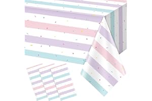 RAGNHILD 3 Pack Sprinkle Ice Cream Tablecloth Party Decorations, Ice Cream Birthday Plastic Party Supplies, Donut Disposable Rectangle Table Cover for Kids Girls Sweet One Birthday Baby Shower, 54 x 108 Inch